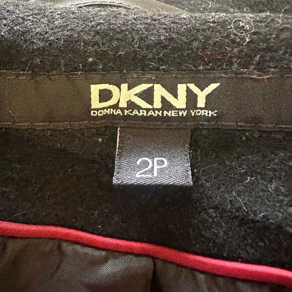 DKNY Womens Coat Wool Ruffle Front Wool Blend Knee Length Winter Whimsigoth | 2P - Picture 8 of 16